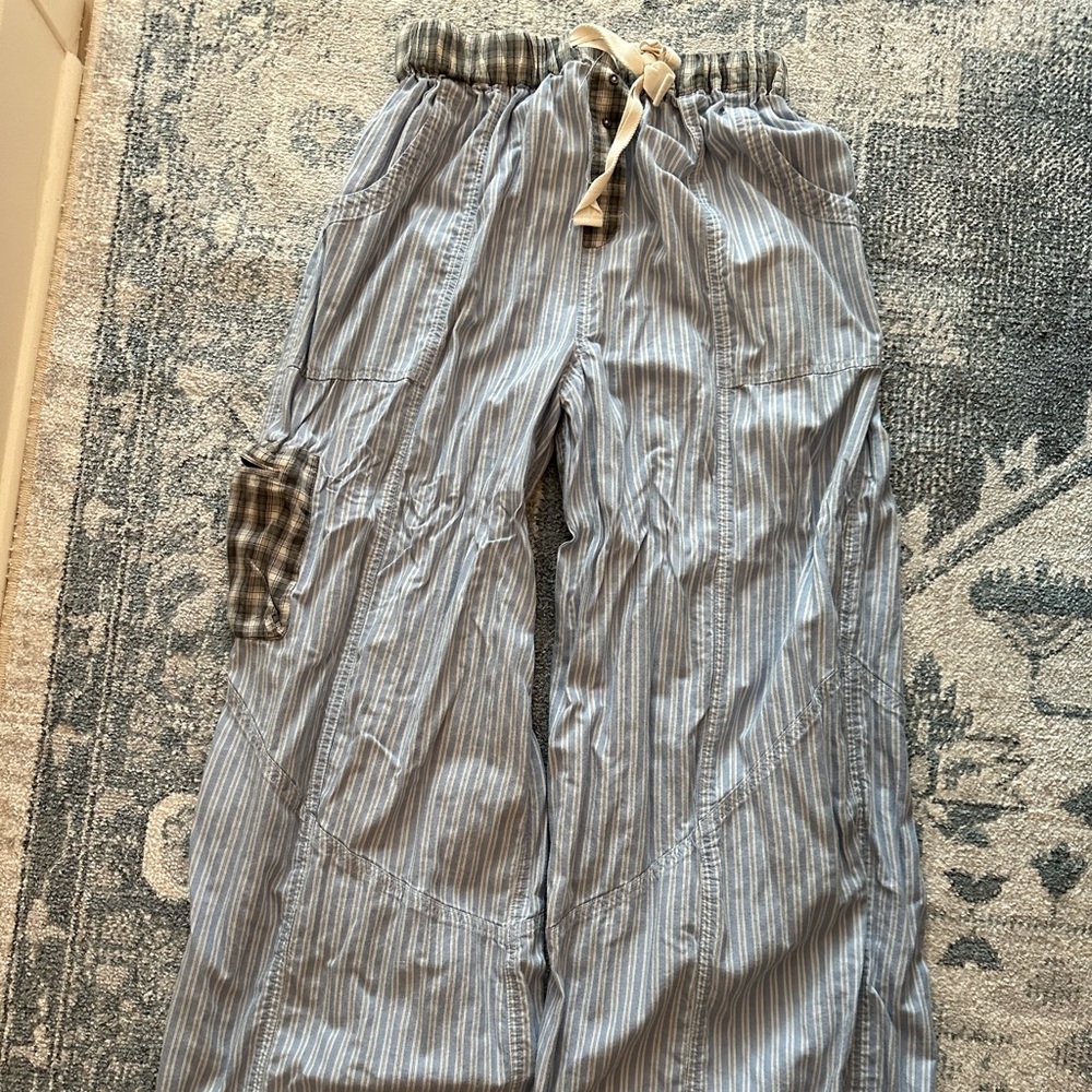 Urban Outfitters we the free pajama pants stripped blue, white, and green